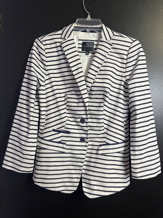 The Limited Jackets & Blazers - The Limited Navy and White Striped Denim  Blazer